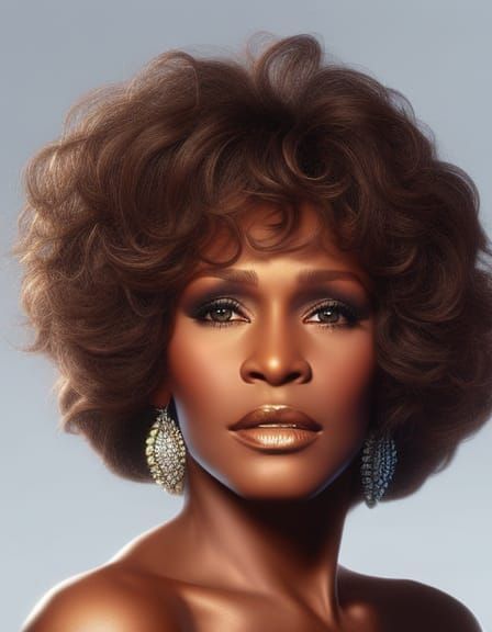 Hyperrealistic Portrait of Whitney Houston in Art Deco Style