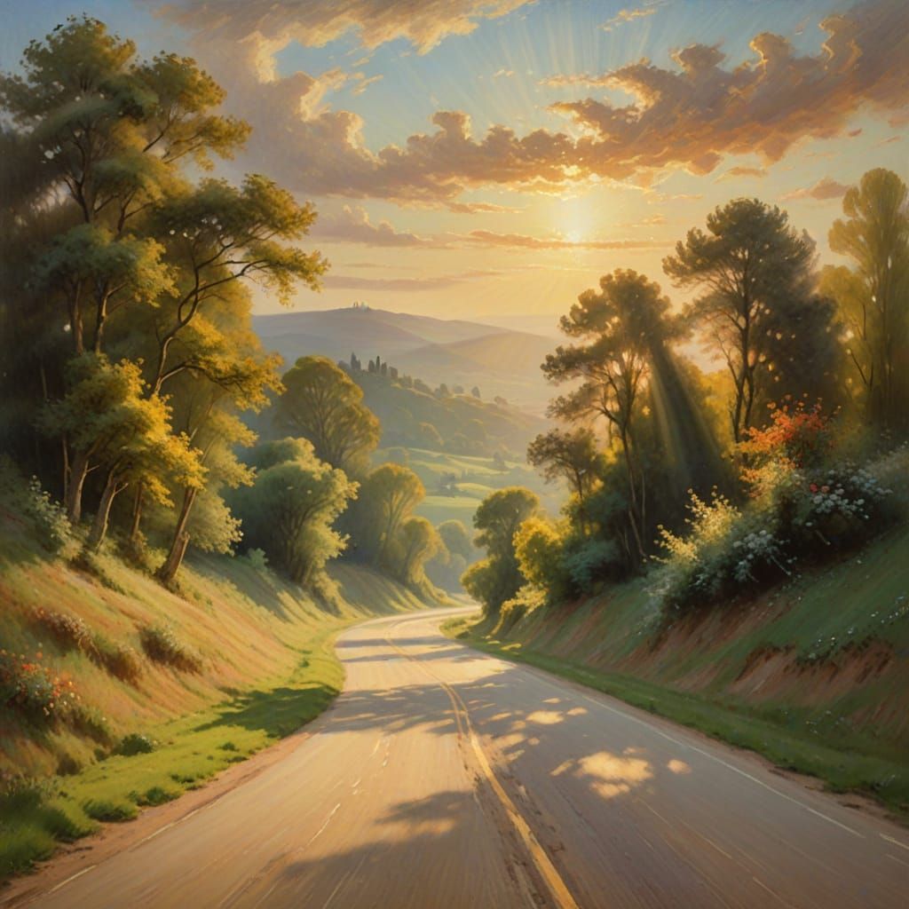 Winding Road in Ethereal Light
