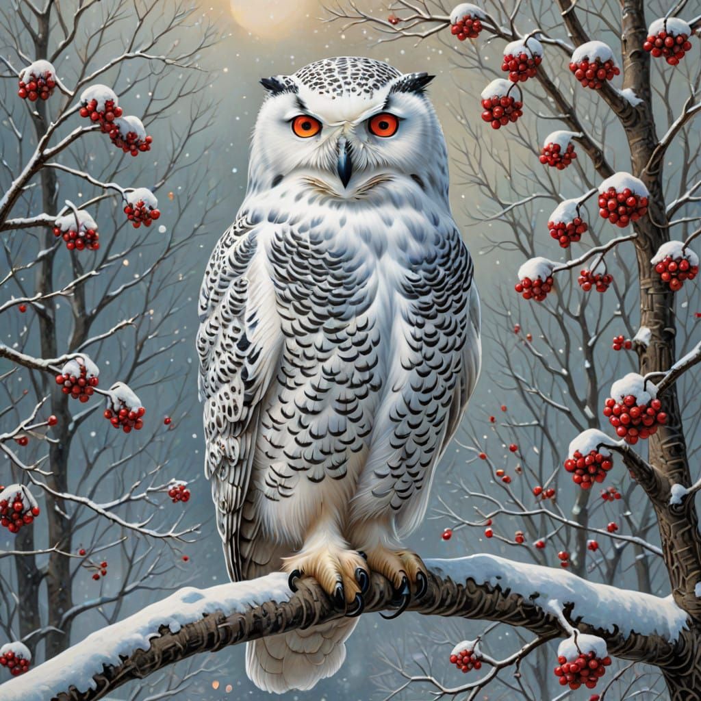 Snowy Owl with Regal Bearing in Winter Wonderland