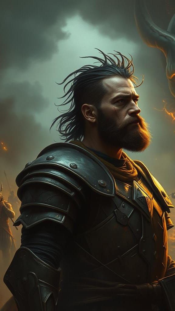 Knight's Anguish: Battle Scene in Gothic Horror Style