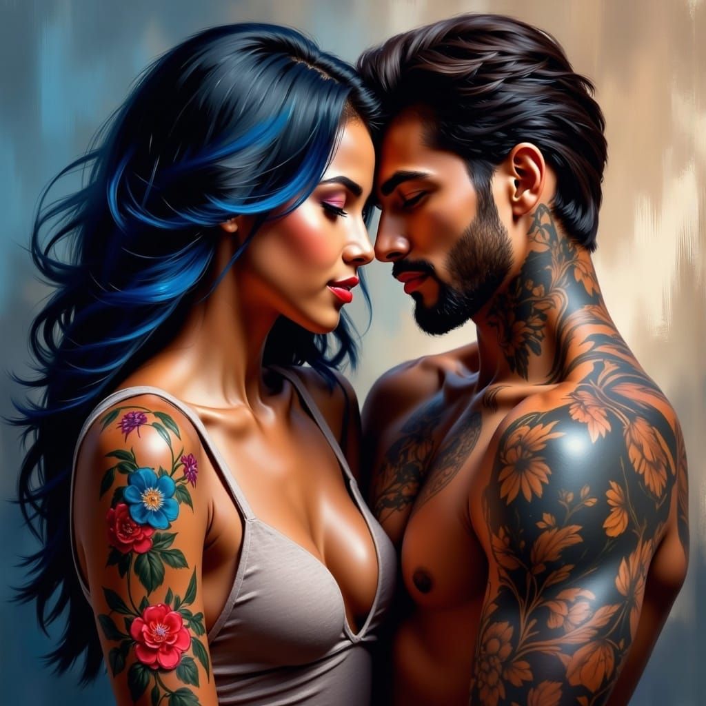 Cinematic Romantic Relationship in Detailed Matte Painting