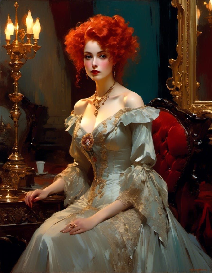 Victorian Vampire Mina Harker in Edward Cucuel Style