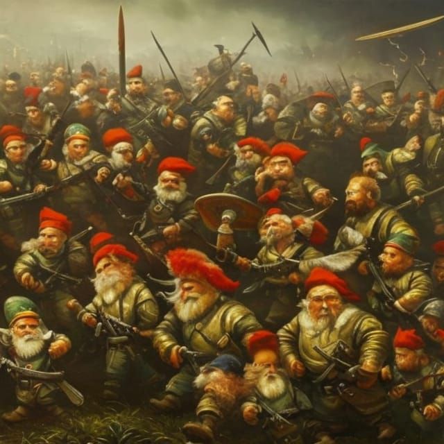 Epic Oil Painting: The Great Gnome War