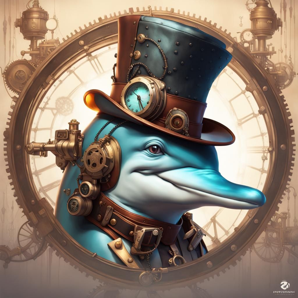 Steampunk Dolphin Portrait in High Resolution