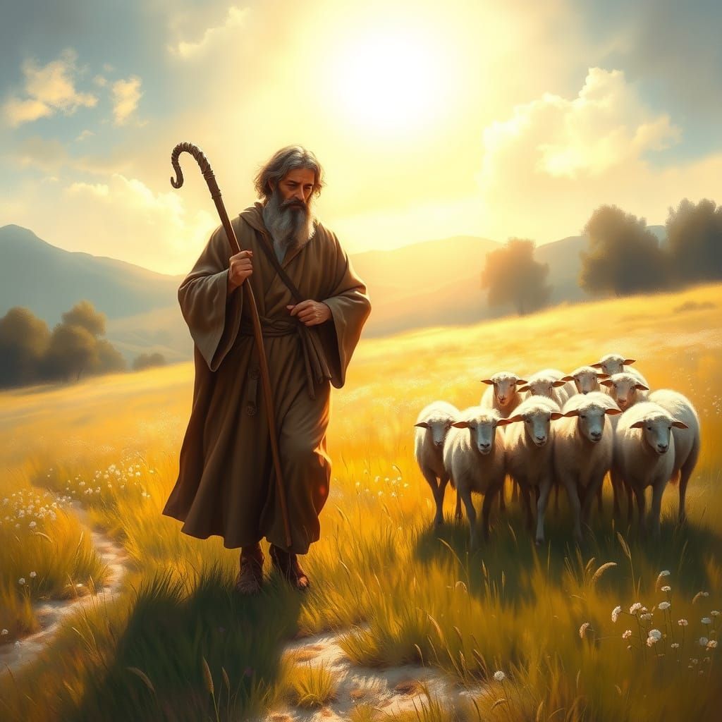 Shepherd in a Golden Meadow