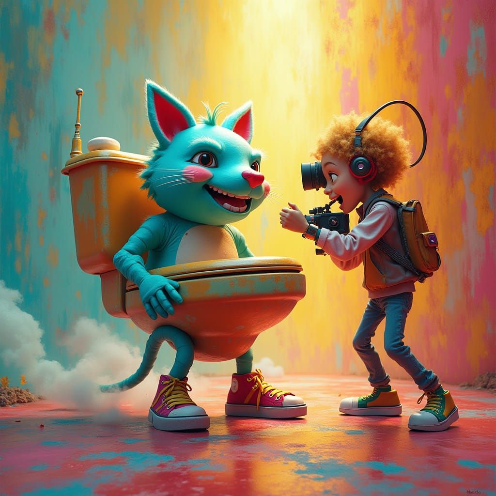 Epic Skibidi Toilet Battles Retro Futuristic Camera Man in V...