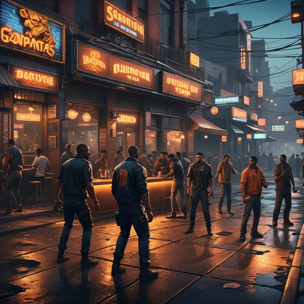 Los Santos Street Fight: Cinematic Concept Art