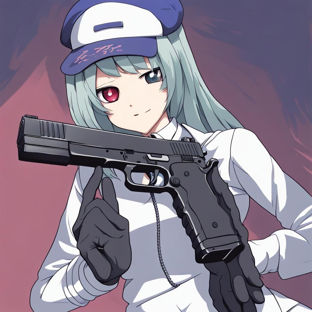 Anthropomorphic Sea Lamprey with Glock in Anime Style