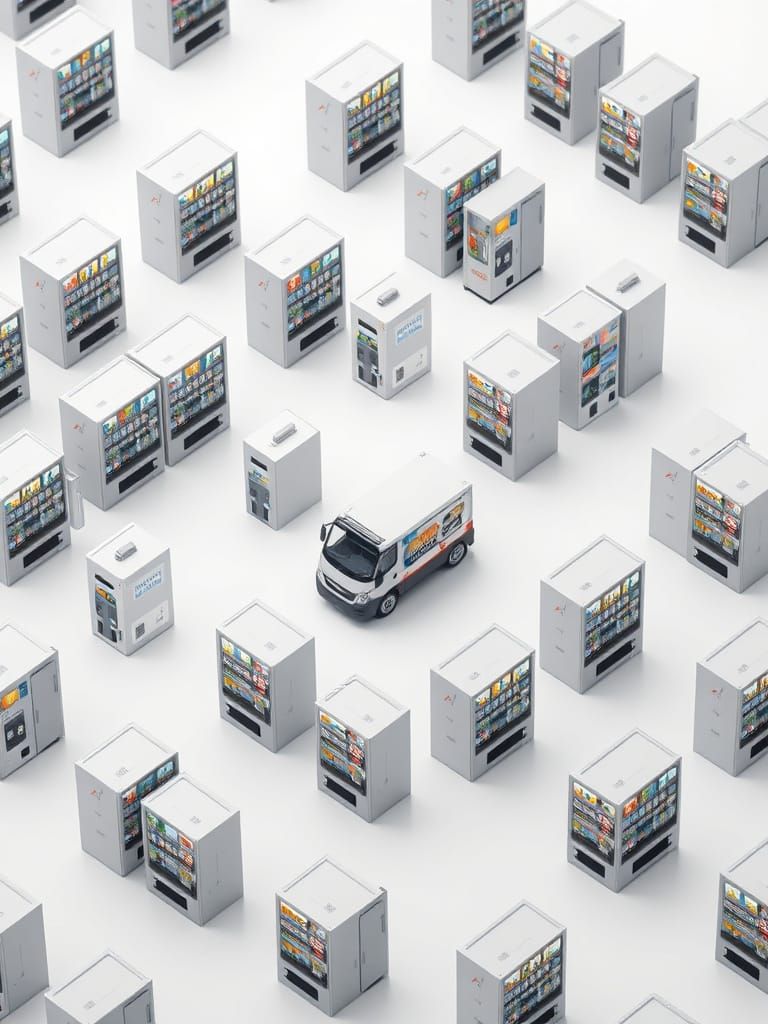 Vending Machine Network in Isometric 3D Style