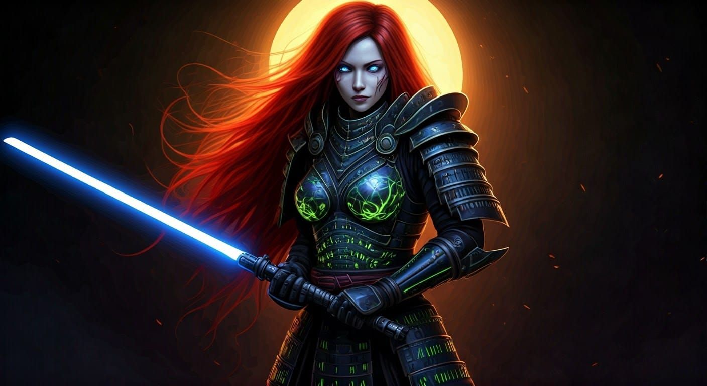 Samurai Jedi Master in Gothic-Neon Armor