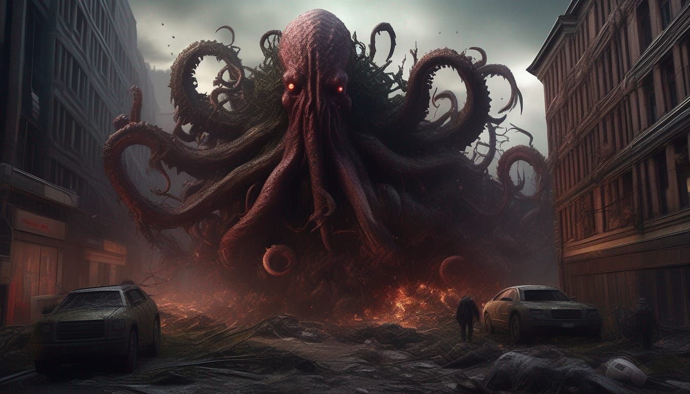 Cthulhu Destroys a Dark Post-Apocalyptic World