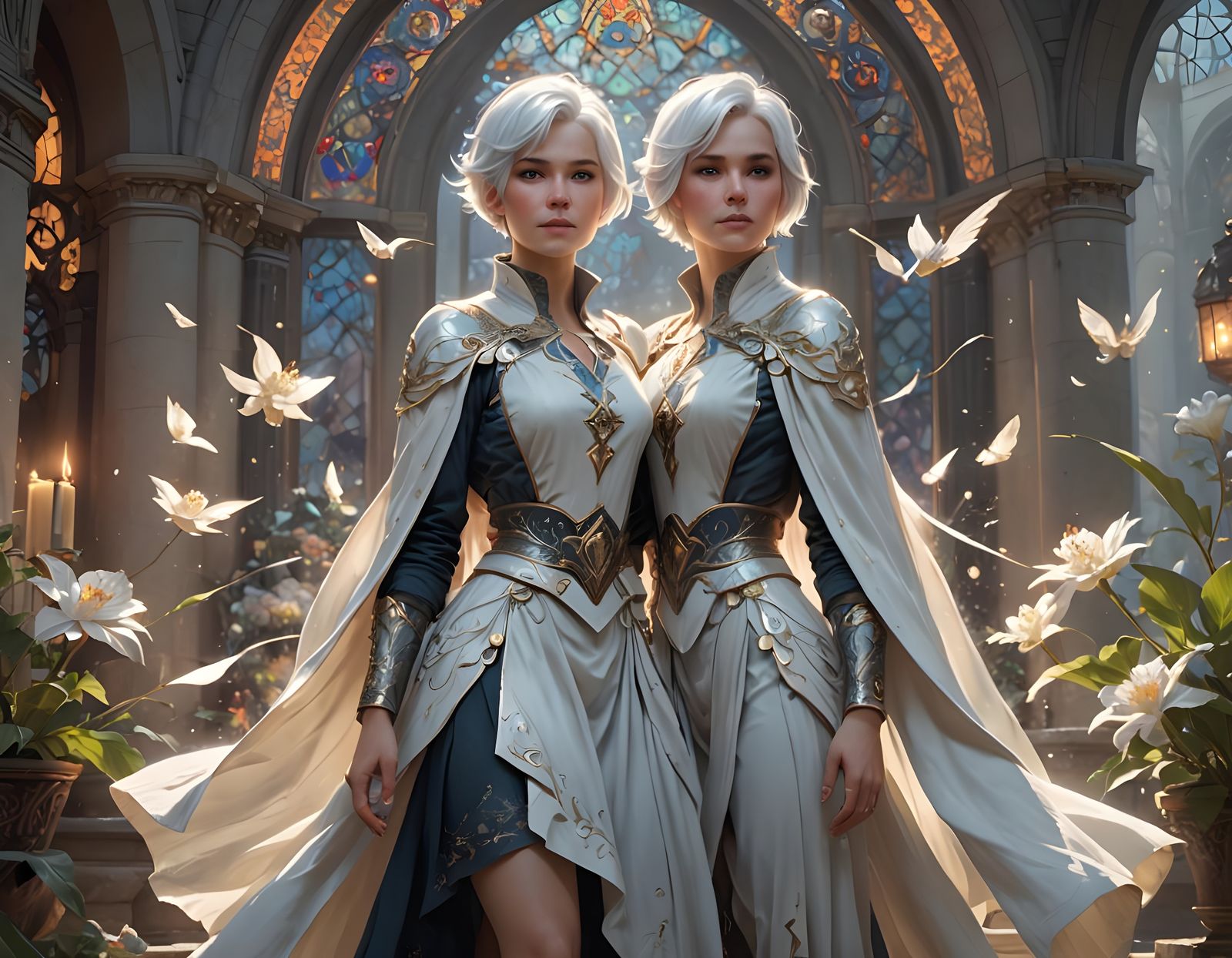 Ethereal Fantasy Portrait: Woman with White Hair