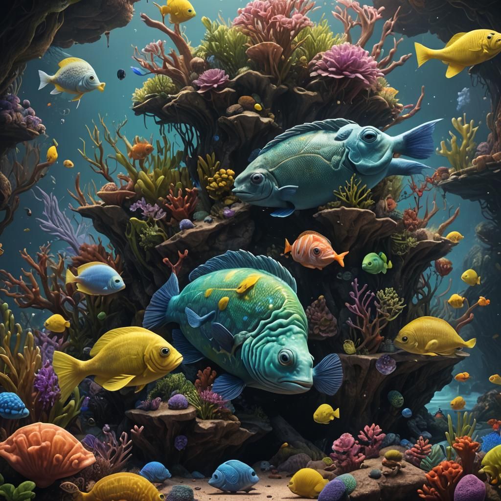 Flounder Chameleon Hybrid in Detailed Digital Painting