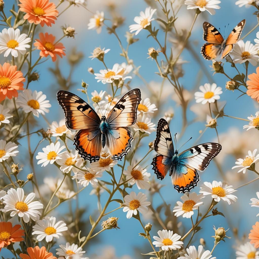 Butterfly on Flower in Pastel Impressionism