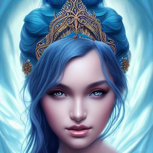 Elegant Water Goddess Portrait in Digital Art Style