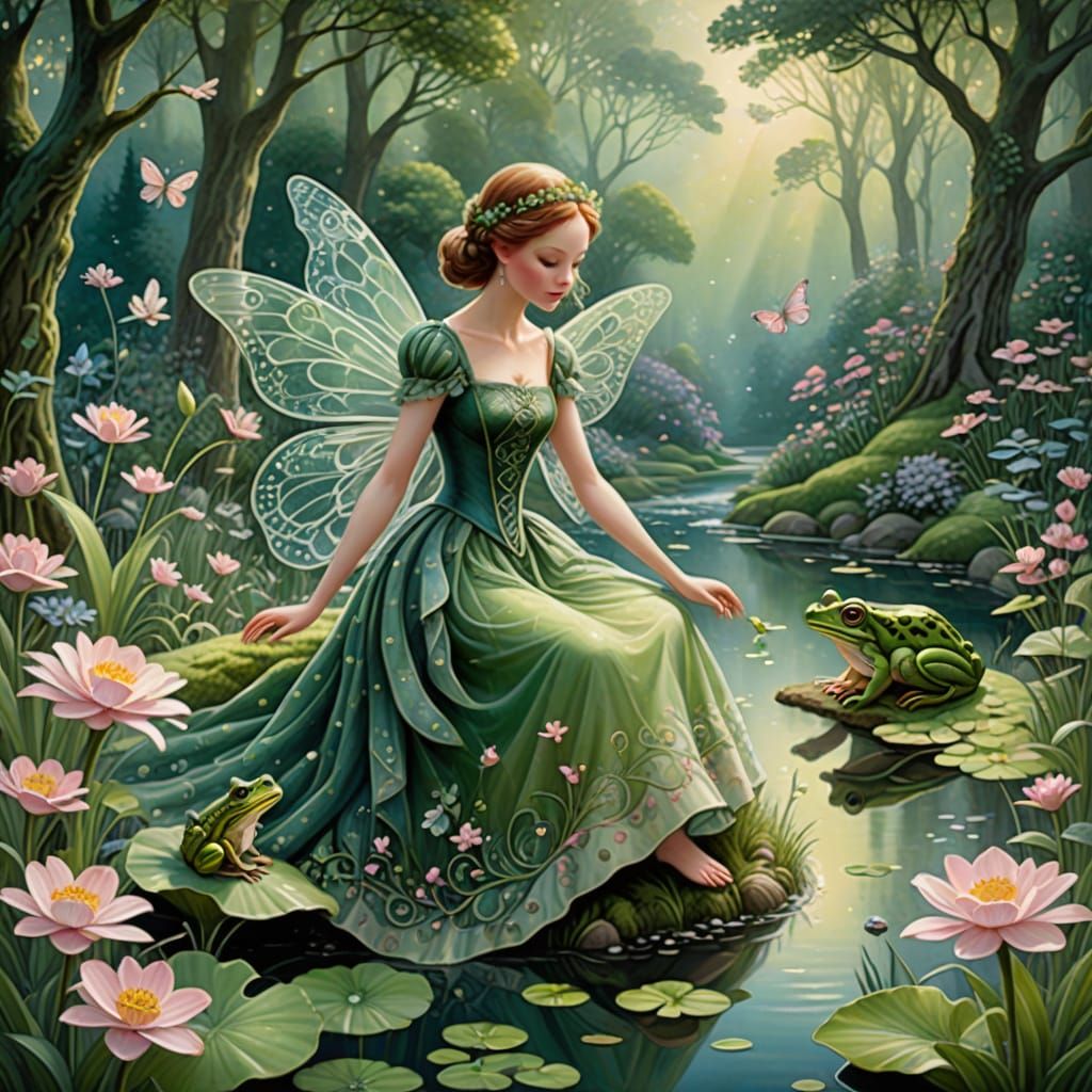 Whimsical Fairy in Vibrant Spring Scene