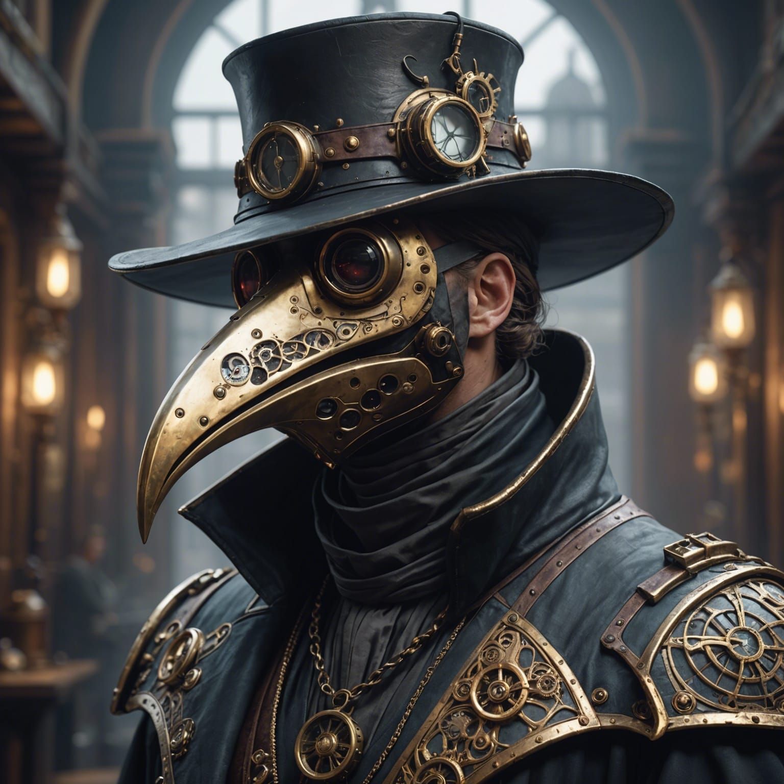 Steampunk Plague Doctor Portrait in 8k Resolution