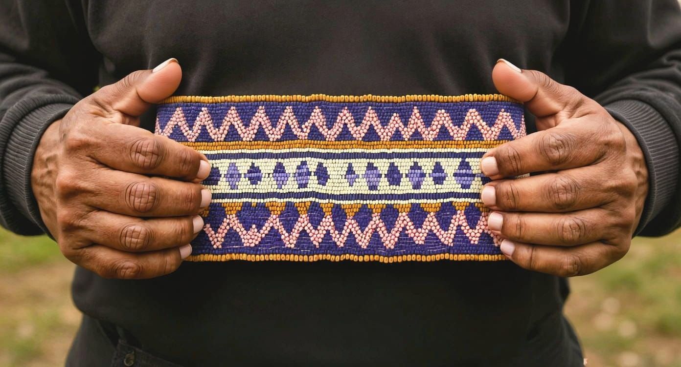 Hands Holding Wampum Beads Securely