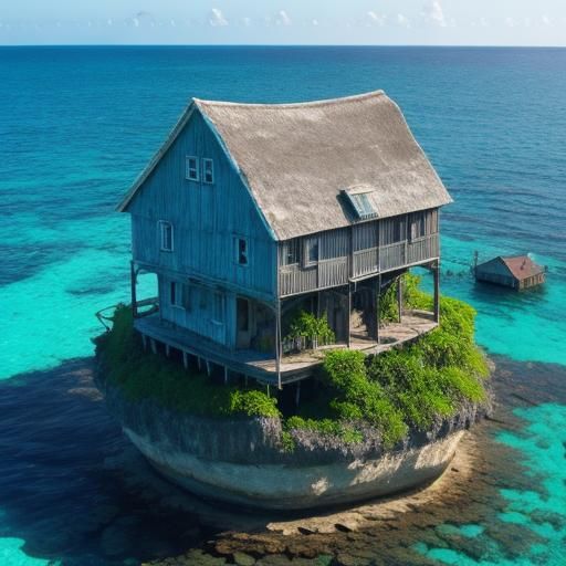 Rickety House on Tiny Ocean Island