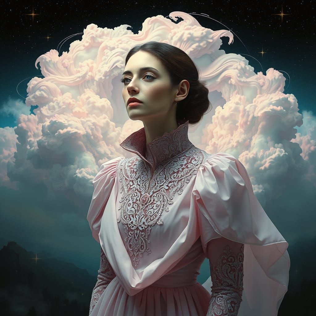 Ethereal Goddess in Dreamlike Futurism