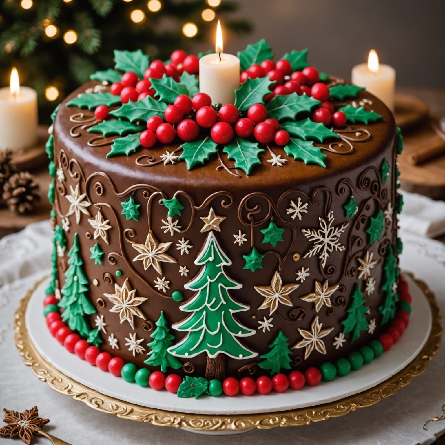 Surreal Festive Christmas Cake in Intricate Radiant Style