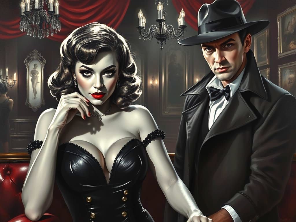 Film Noir Detective Watches Glamorous Singer in Sin City Sty...