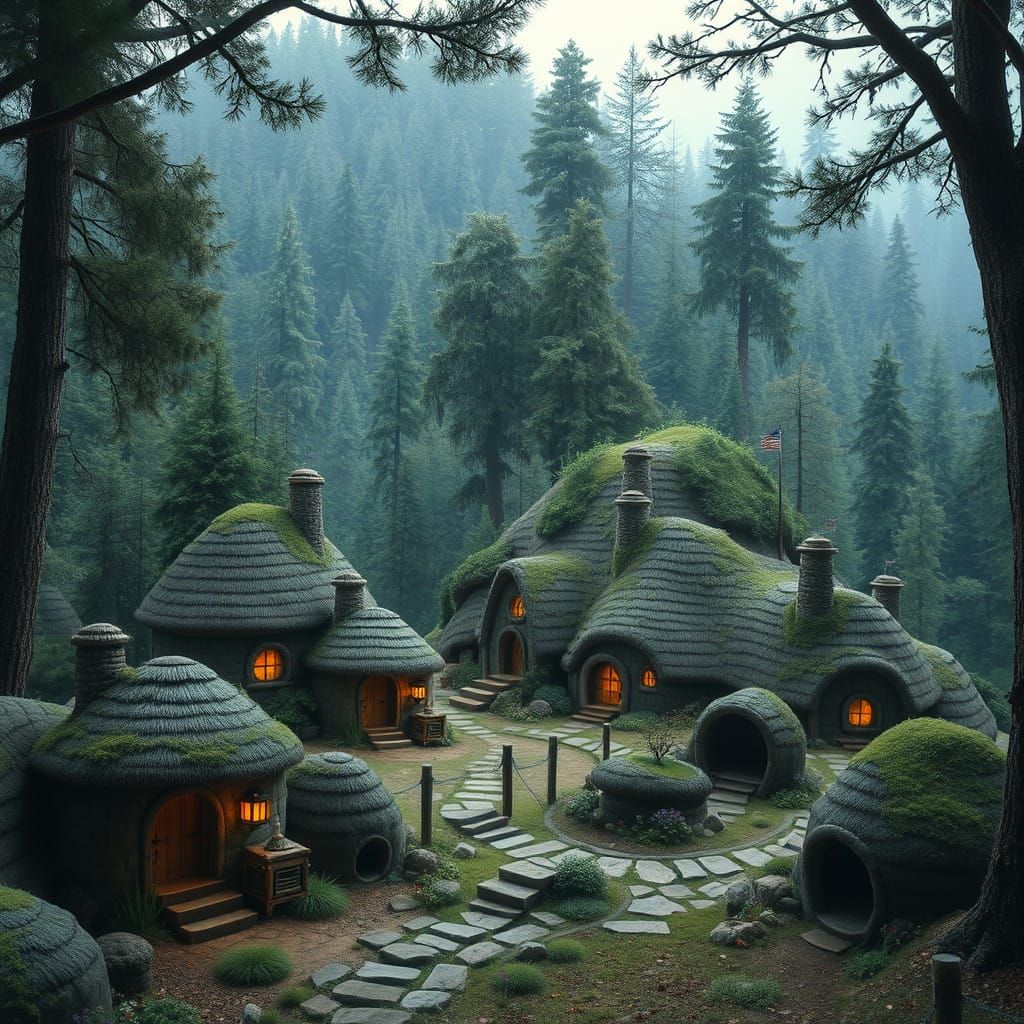 Mysterious Gnomish Village Hidden Among Forested Hills