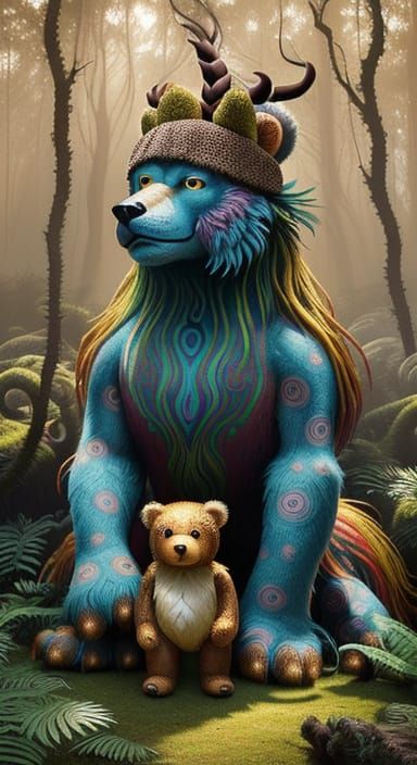 Dreamlike Forest Encounter with Werewolf Beanie Baby