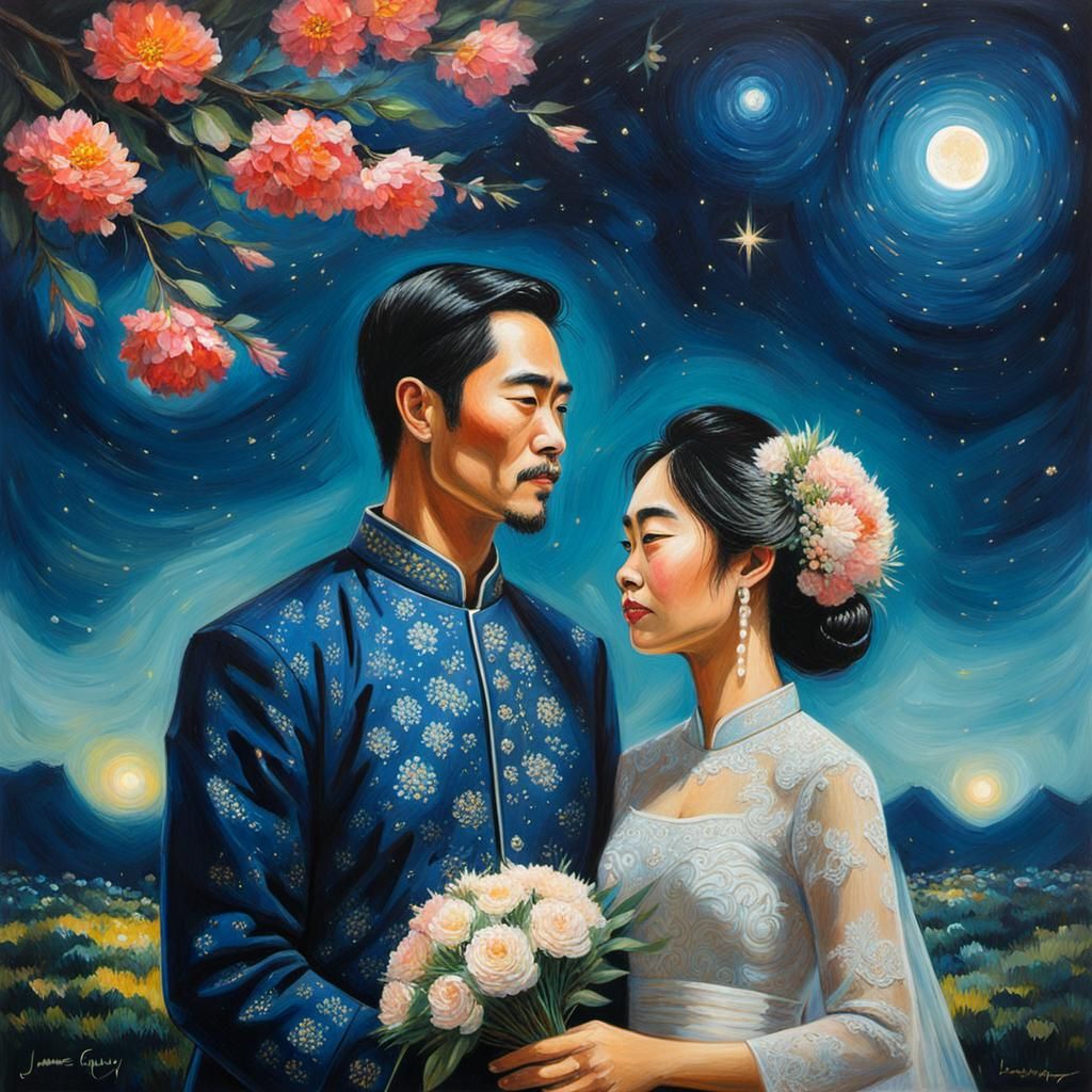 Vietnamese wedding couple