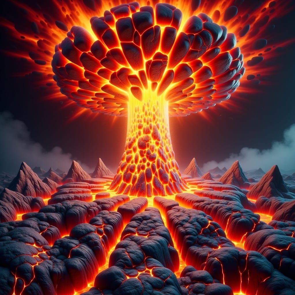 Retro UFO Landing in Cracked Magma Field