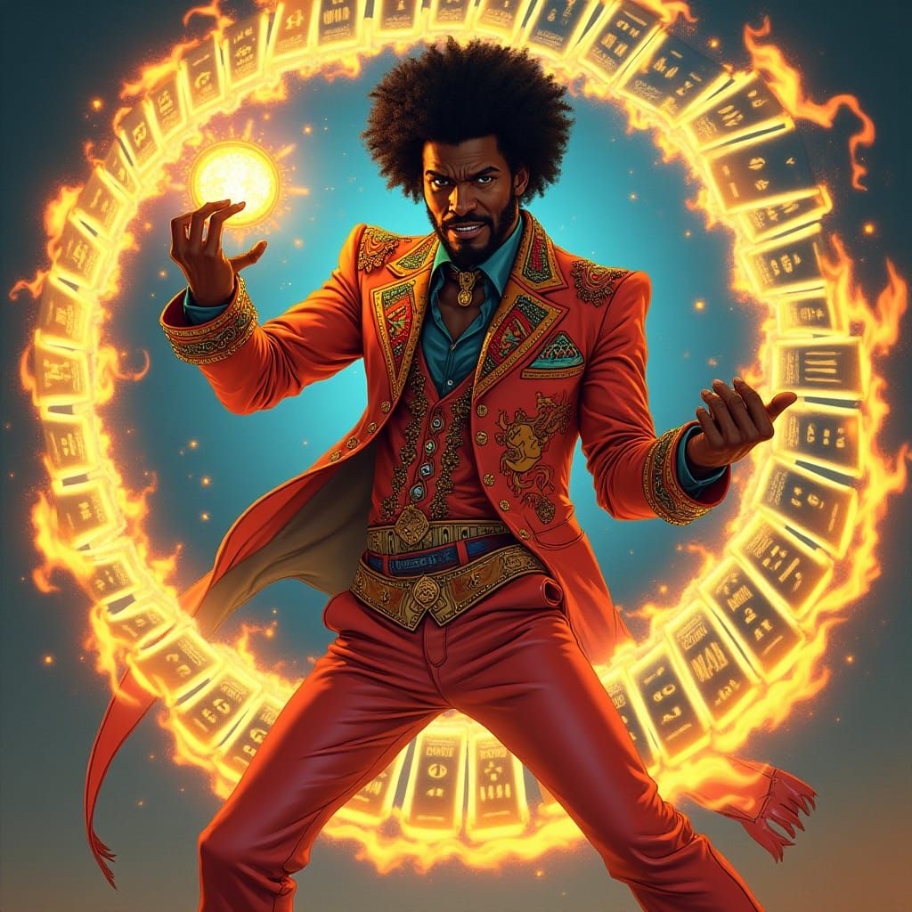 1970s Hero Wields Domino Powers in Comic Book Art