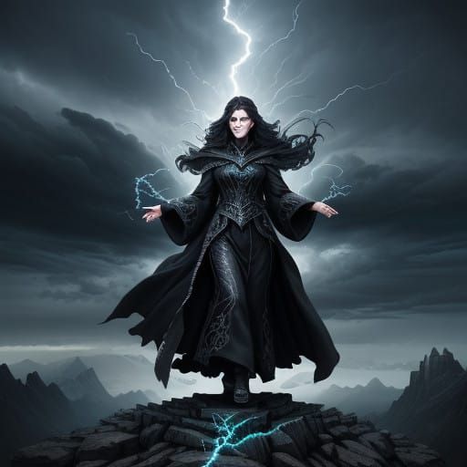 Stormweaver Goddess of Lightning Sorcery in Dark Fantasy Art