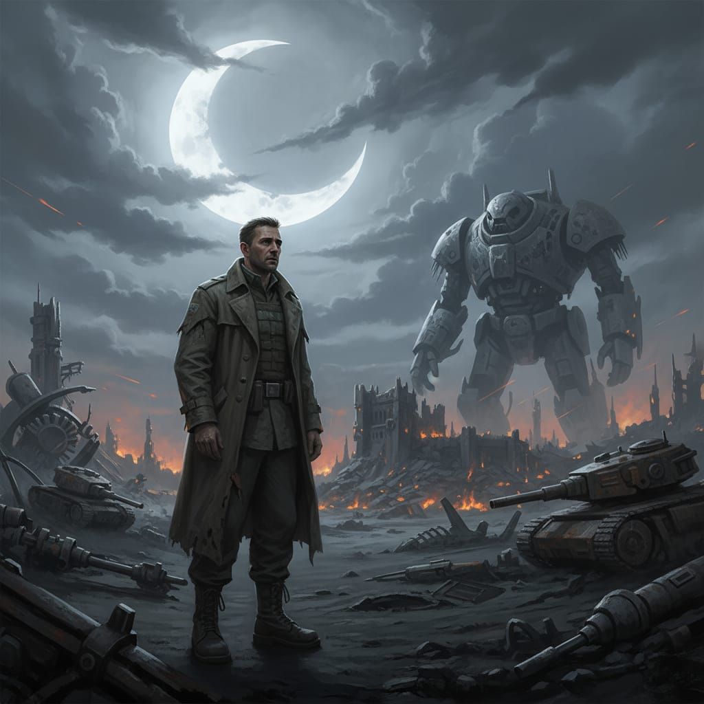 Private Ponders War on Moonlit Battlefield