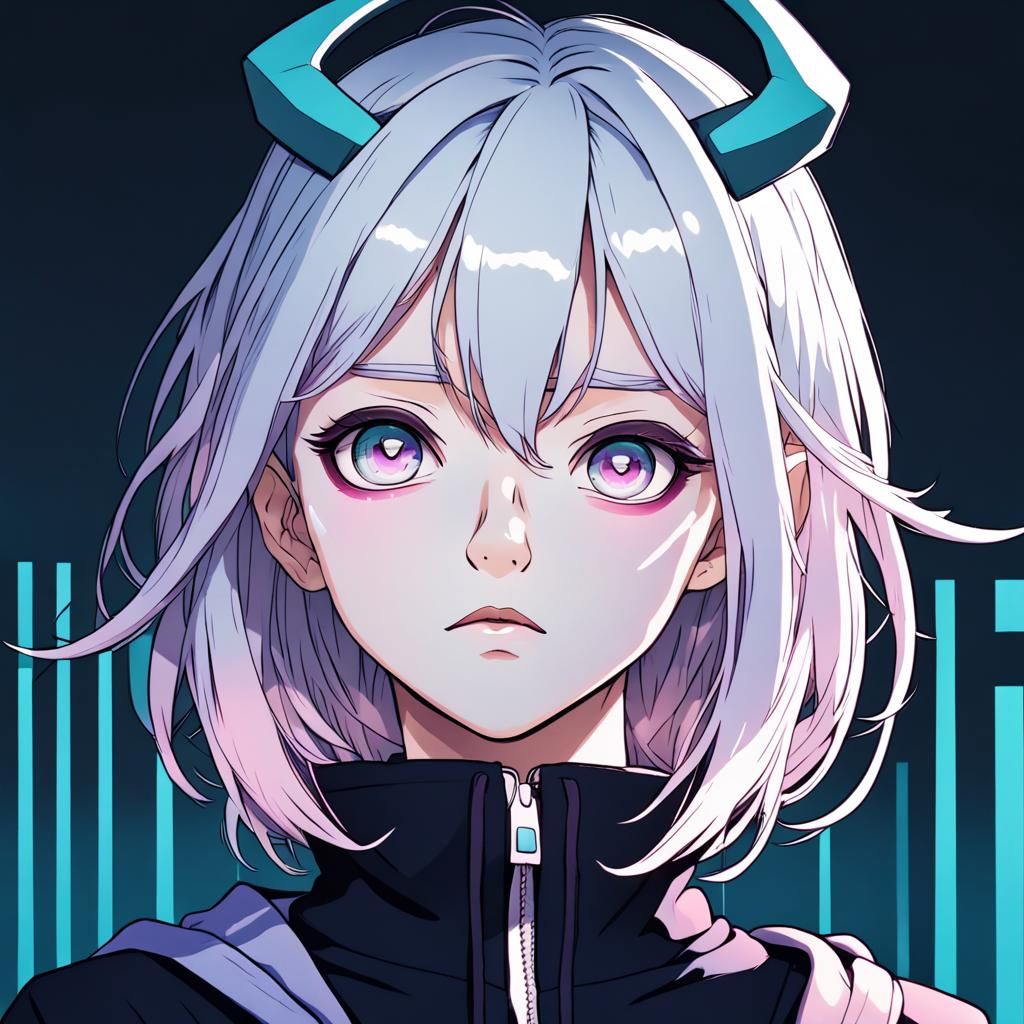 Anime Girl with Horns in Manga Style