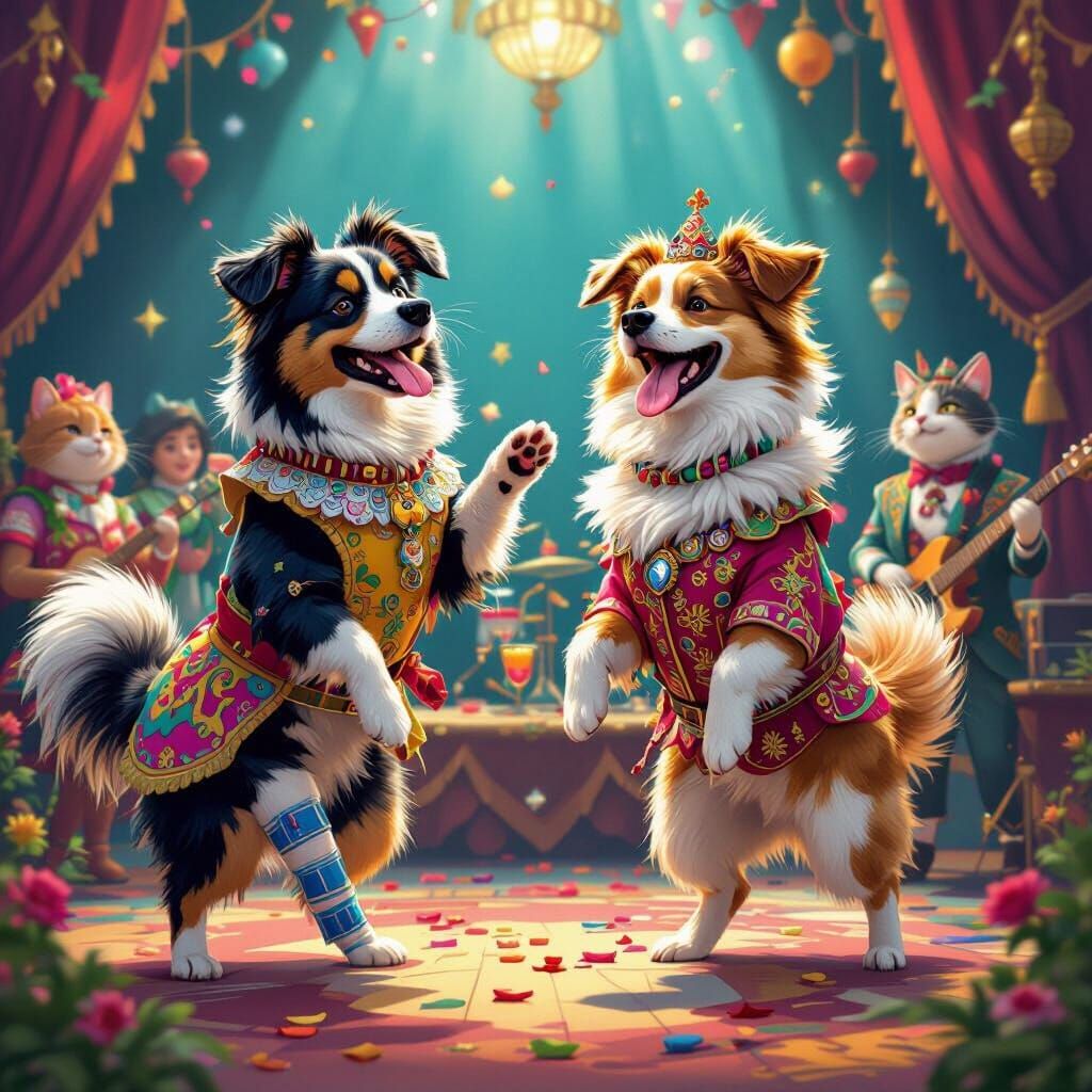 Dogs' Costume Dance Party: A Matte Painting
