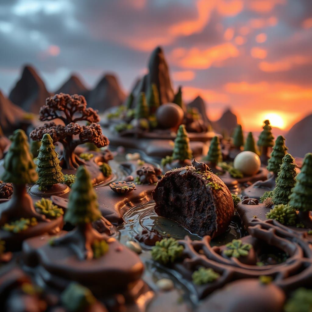 Fantasy Chocolate Landscape in Ethereal Style