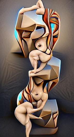 Abstract Contortionist Statue in Surreal 3D Art