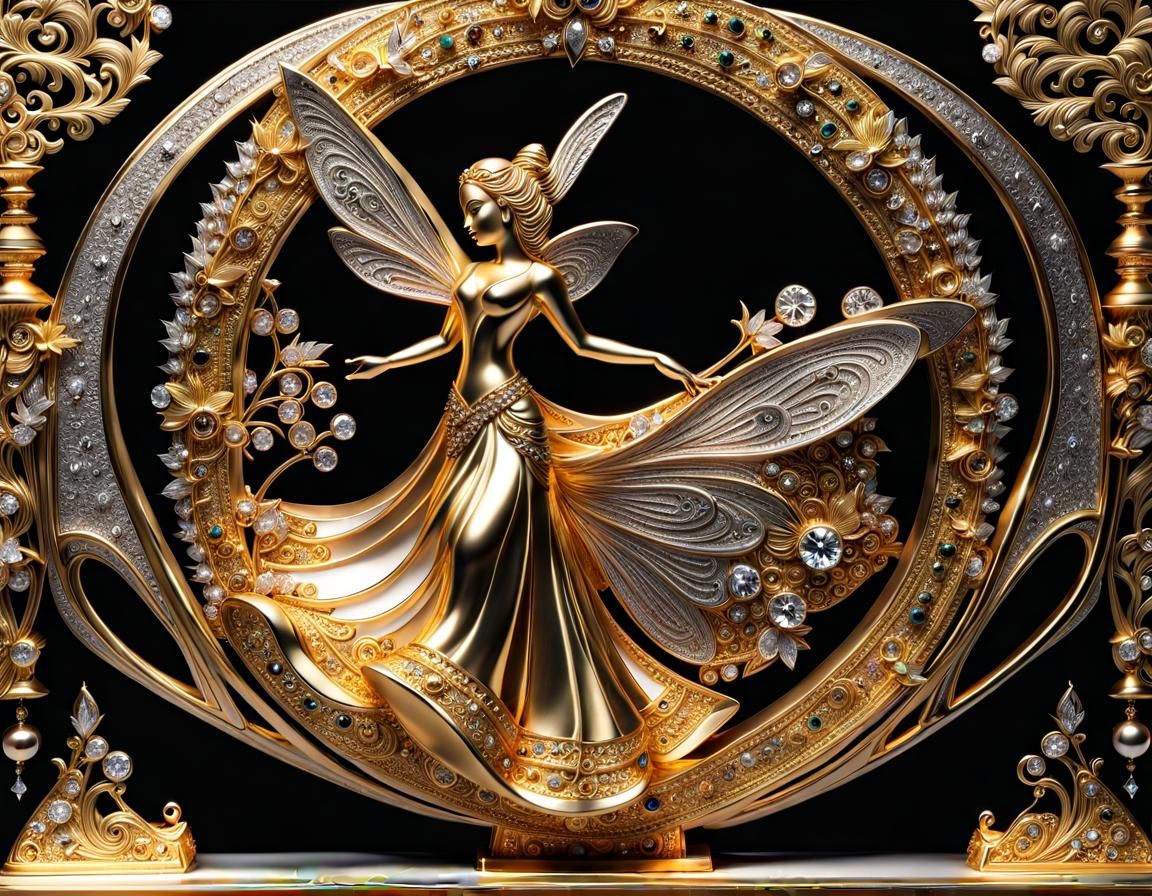 Detailed Metallic Fairy Decoration with Jewels