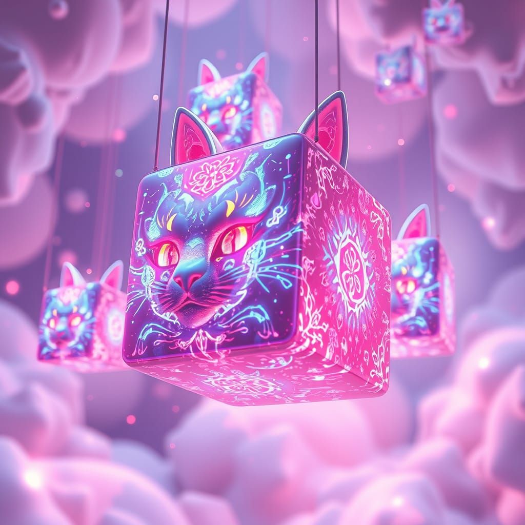 Dreamlike Cubes in Vibrant 3D Anime Style
