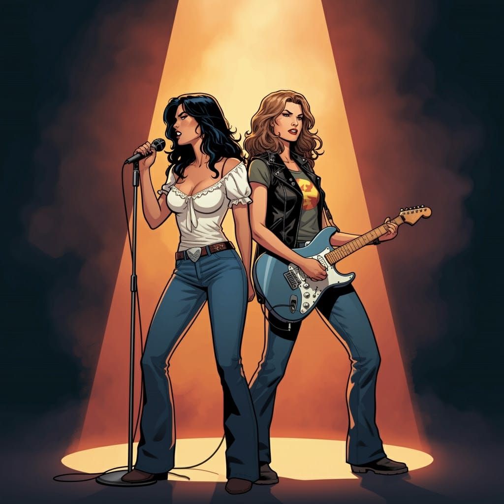 Rockstar Duo in Spotlight, Marvel Comic Book Style