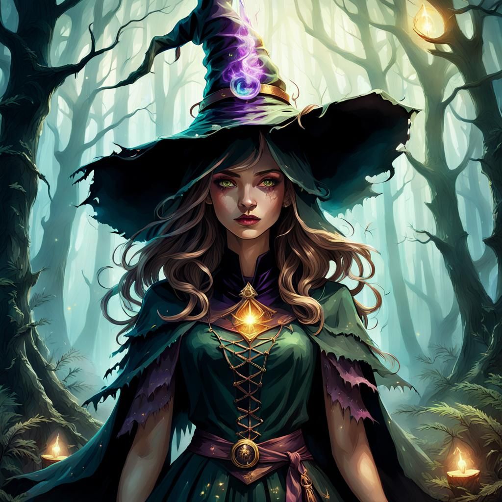 Enchanting Forest Witch with Magical Aura