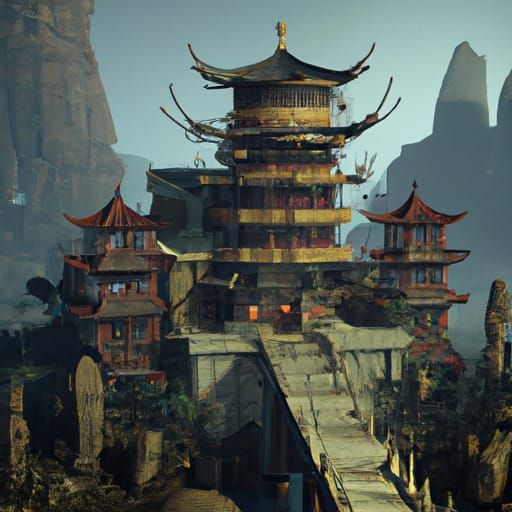 Epic Chinese Mansion: Dramatic Digital Matte Painting