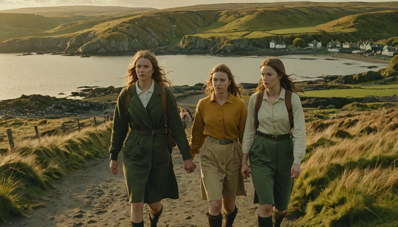 Llanfairpwllgwyngyll Girls in Dramatic Cinematic Landscape