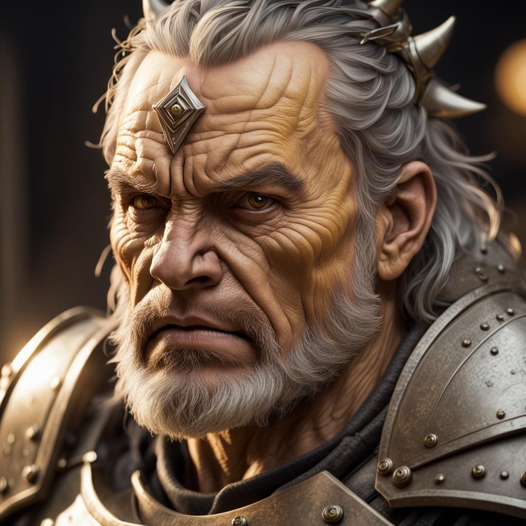 Grizzled Fantasy Warrior: Photorealistic Action Portrait