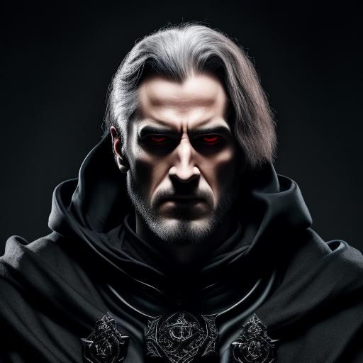 Mysterious Cloaked Figure Surrounded by Wolves