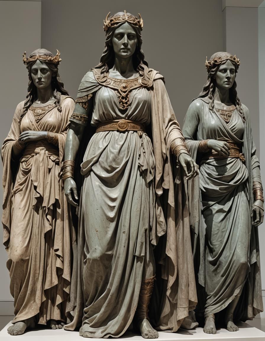 Bronze Norse Goddesses Statue in Museum
