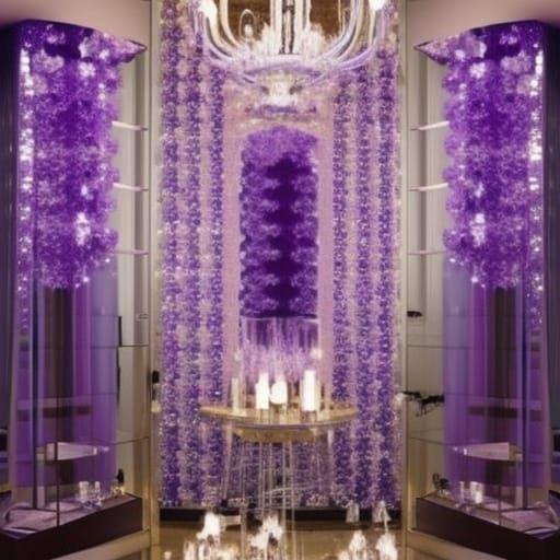 Amethyst crystal cluster penthouse with amethyst walls with ...