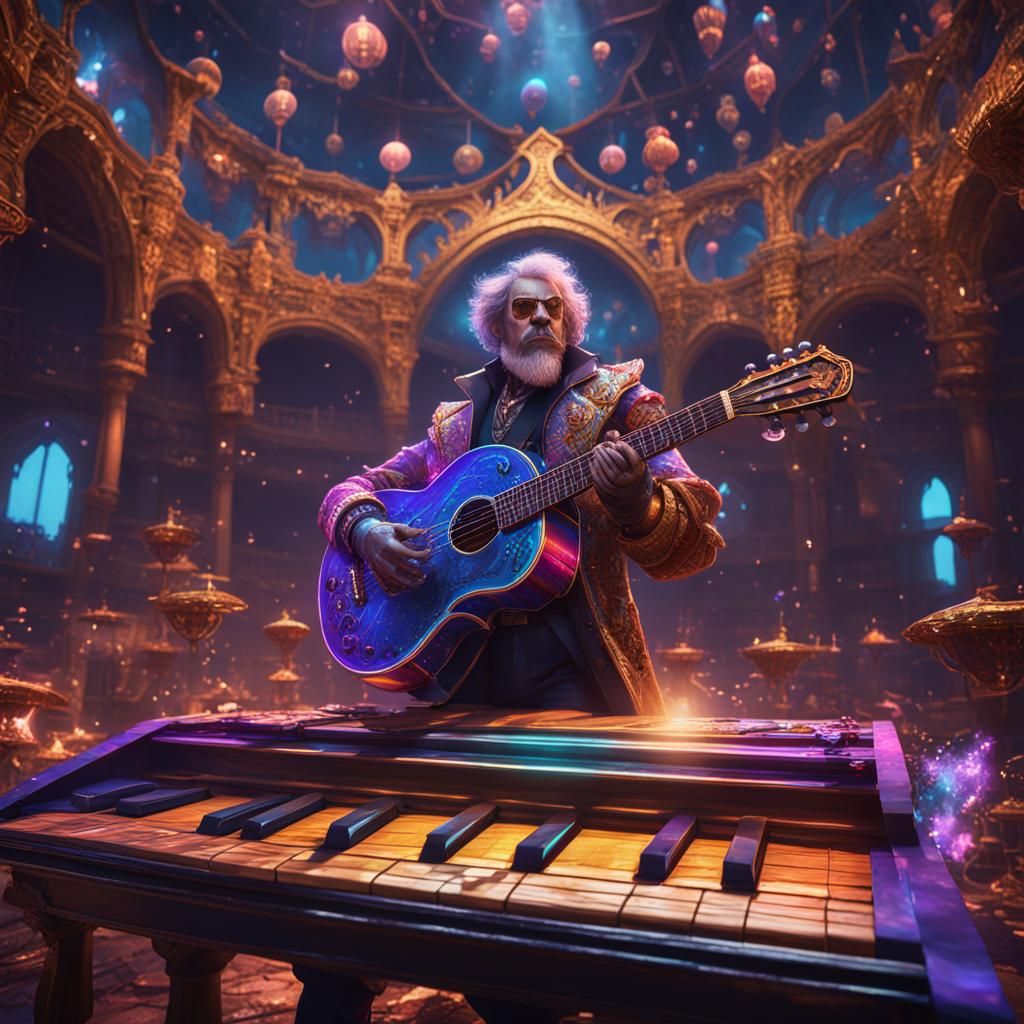 Fantastical Disco Bard Concept Art in 8k