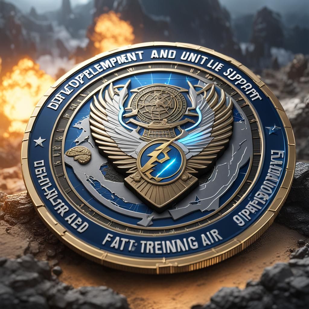 Detailed Challenge Coin with Atlas and Eagle in Matte Painti...