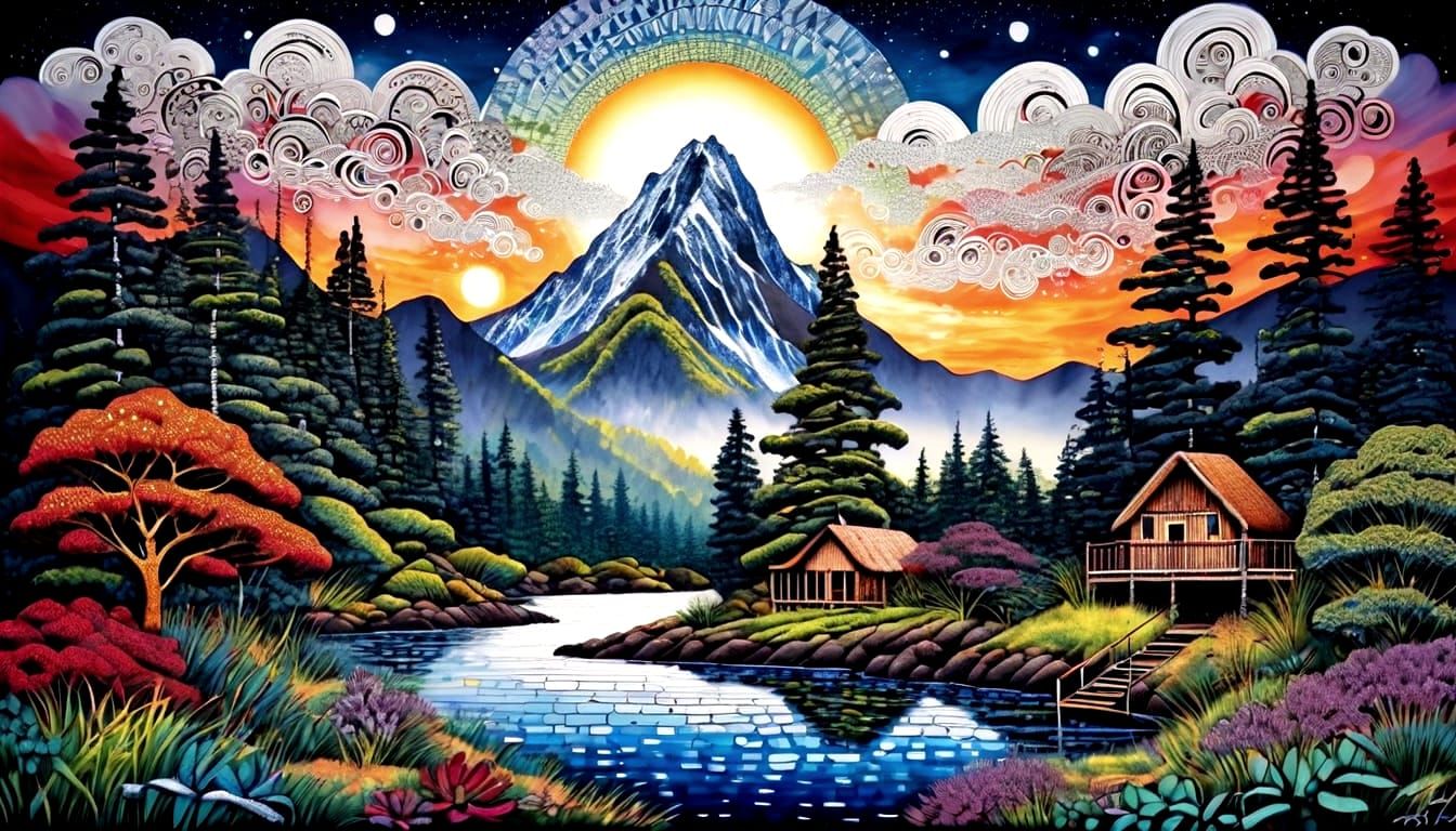 Aboriginal Zentangle Art in Kinkade Style